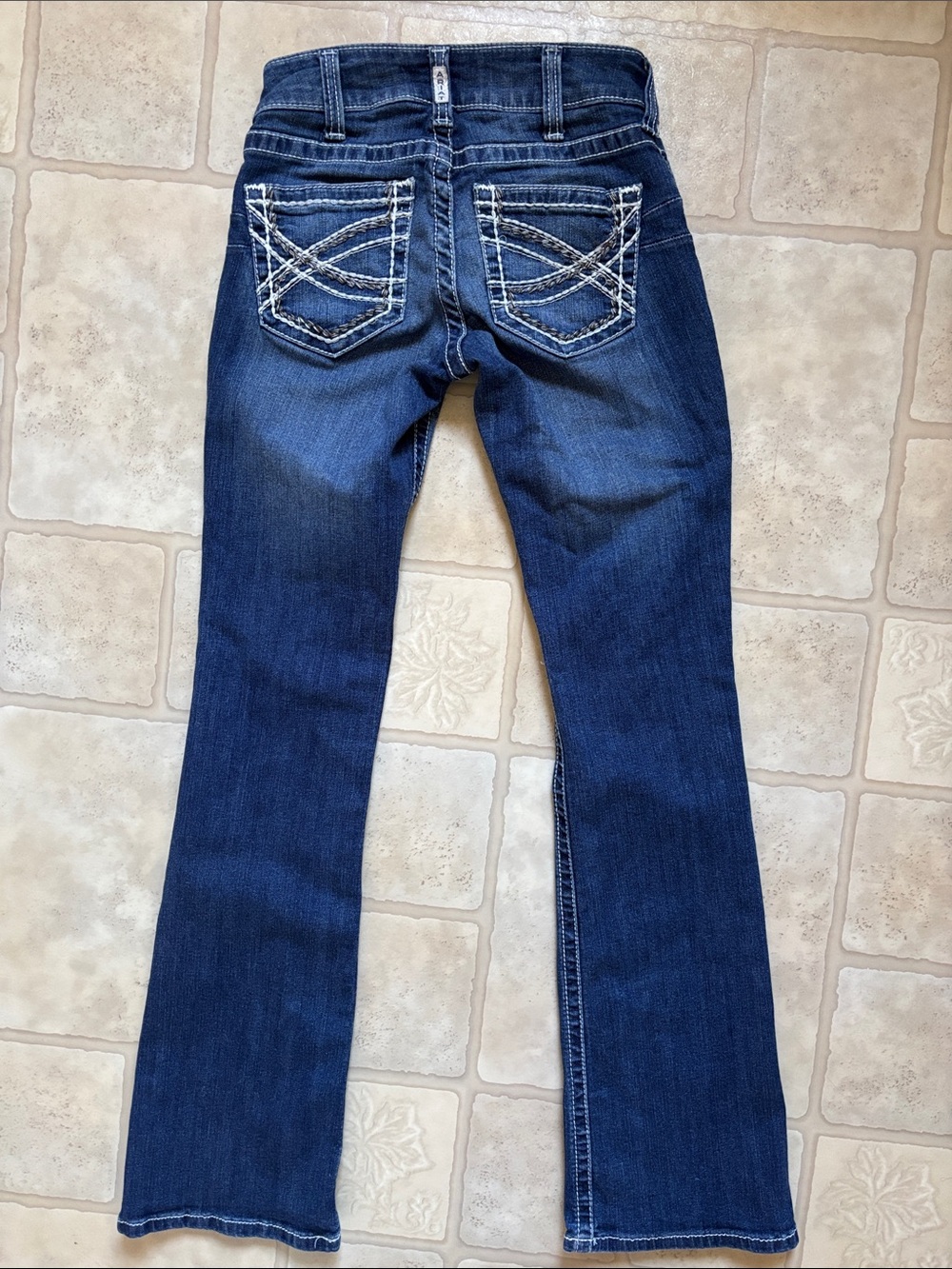 Ariat Jeans Womens 26R Blue Mid Rise Western Entwined Boot Cut Real Denim - Picture 3 of 9